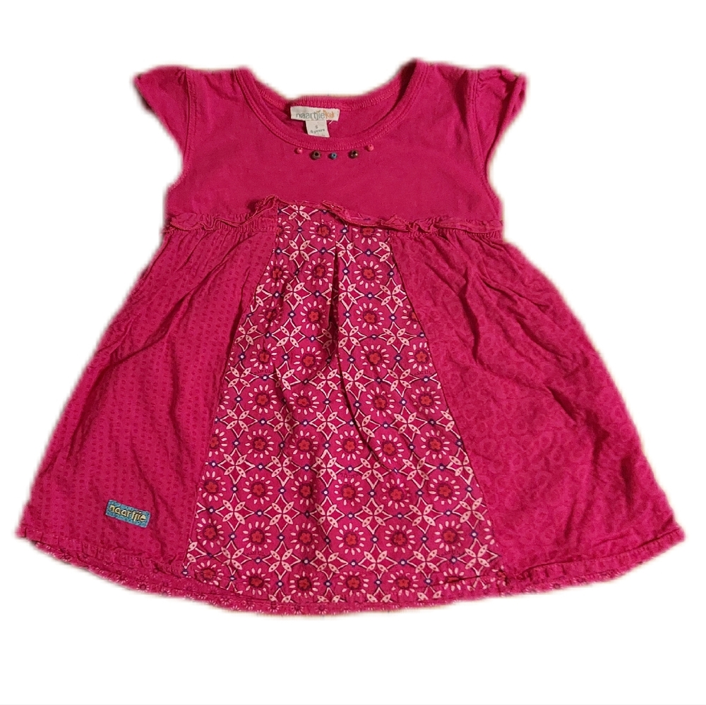 4 Yr Naartjie Pink Short Sleeve Tunic Top Shirt Beads Accent